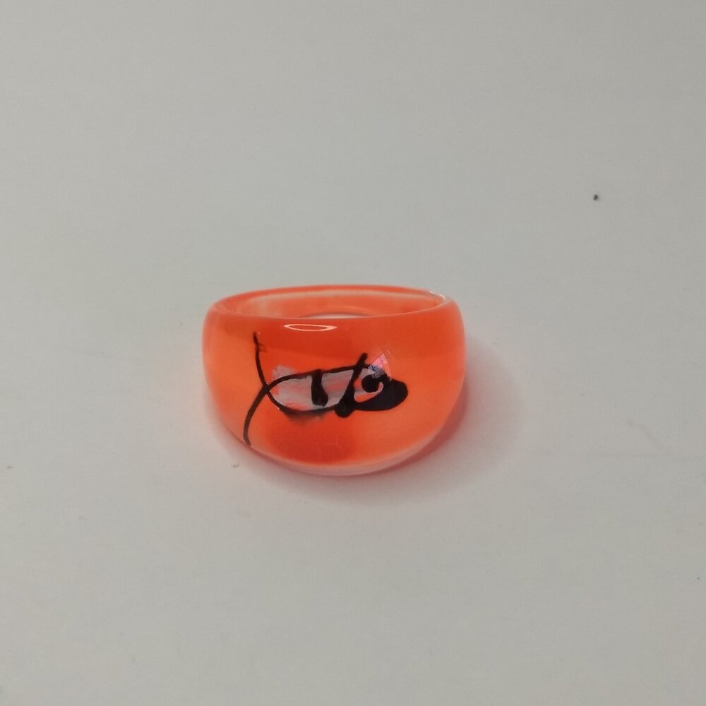Orange Plastic Dome Ring Colorful Kidcore Modern Novelty Size 9